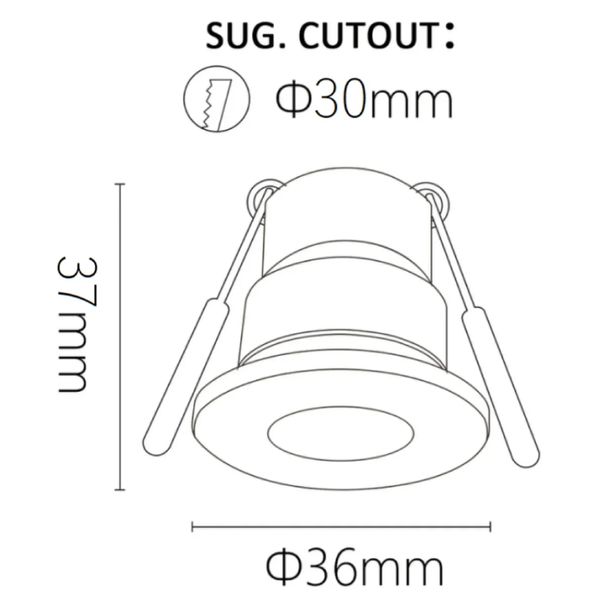 Deluxe-mini-led-spotlight-VL-D3-3630-Line drawing