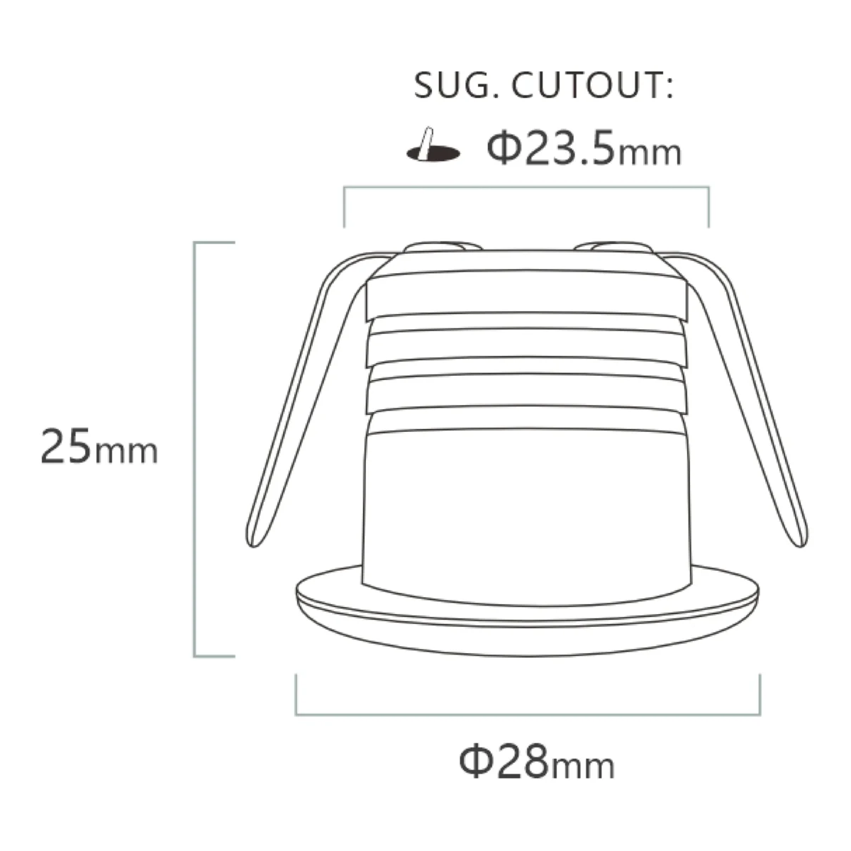 DOYEN 3W DC 12V / 24V RGBW Mini LED Spotlight-Line drawing