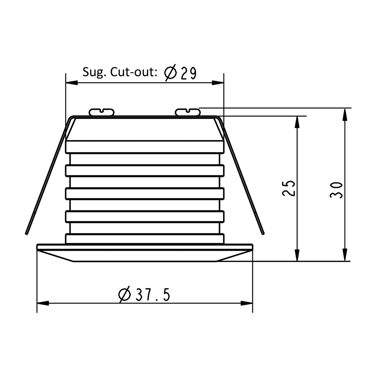 DIVA,3W DC 12V / 24V RGBW Mini LED Spotlight-Line drawing